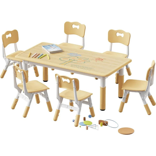 Kids Table And Chairs Set Height Adjustable Graffiti Desk