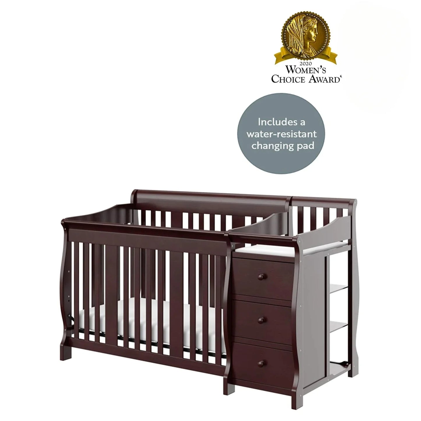 Five In One Convertible Crib And Changer Espresso Drawers