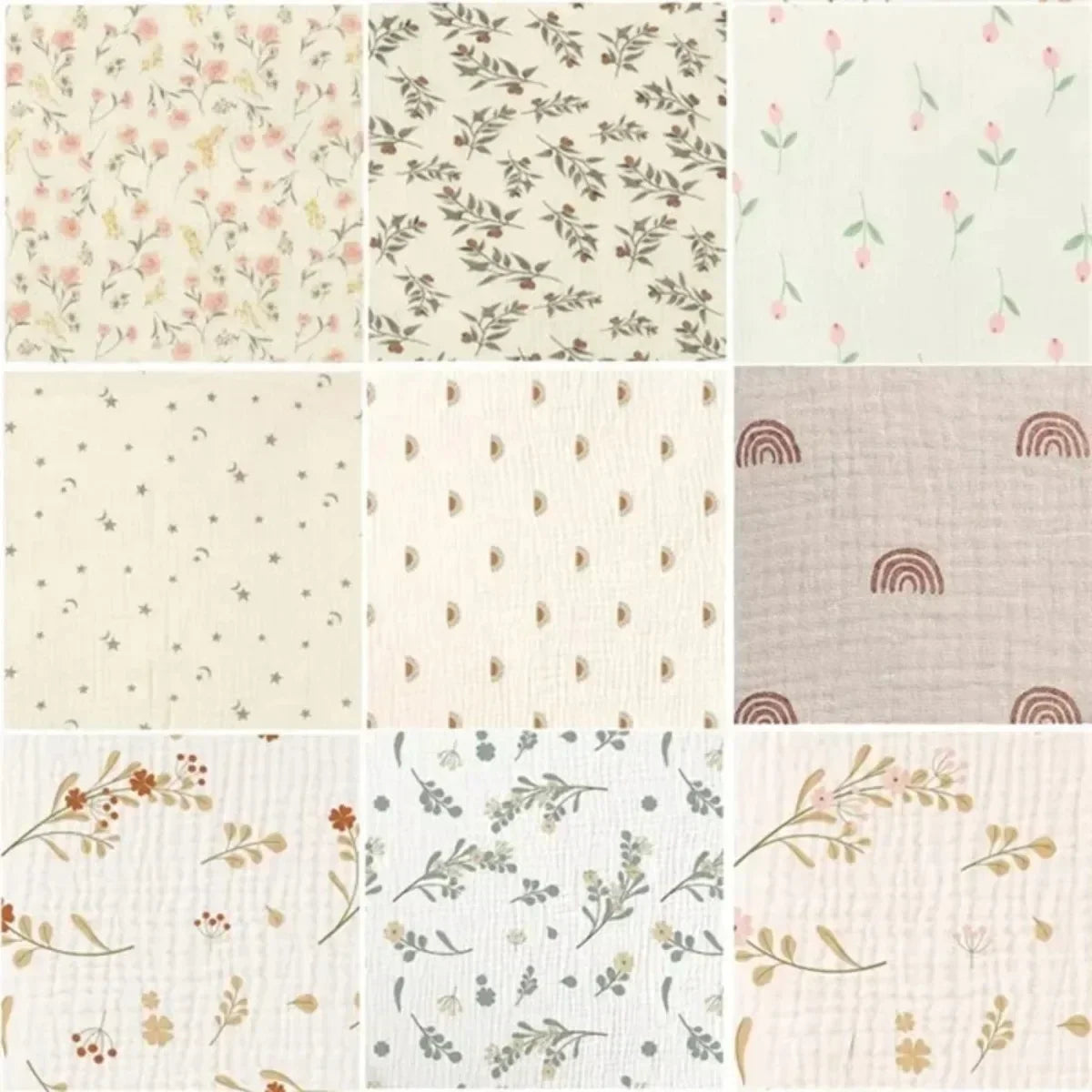 Three Pack Cotton Muslin Swaddle Baby Wrap Blankets Set