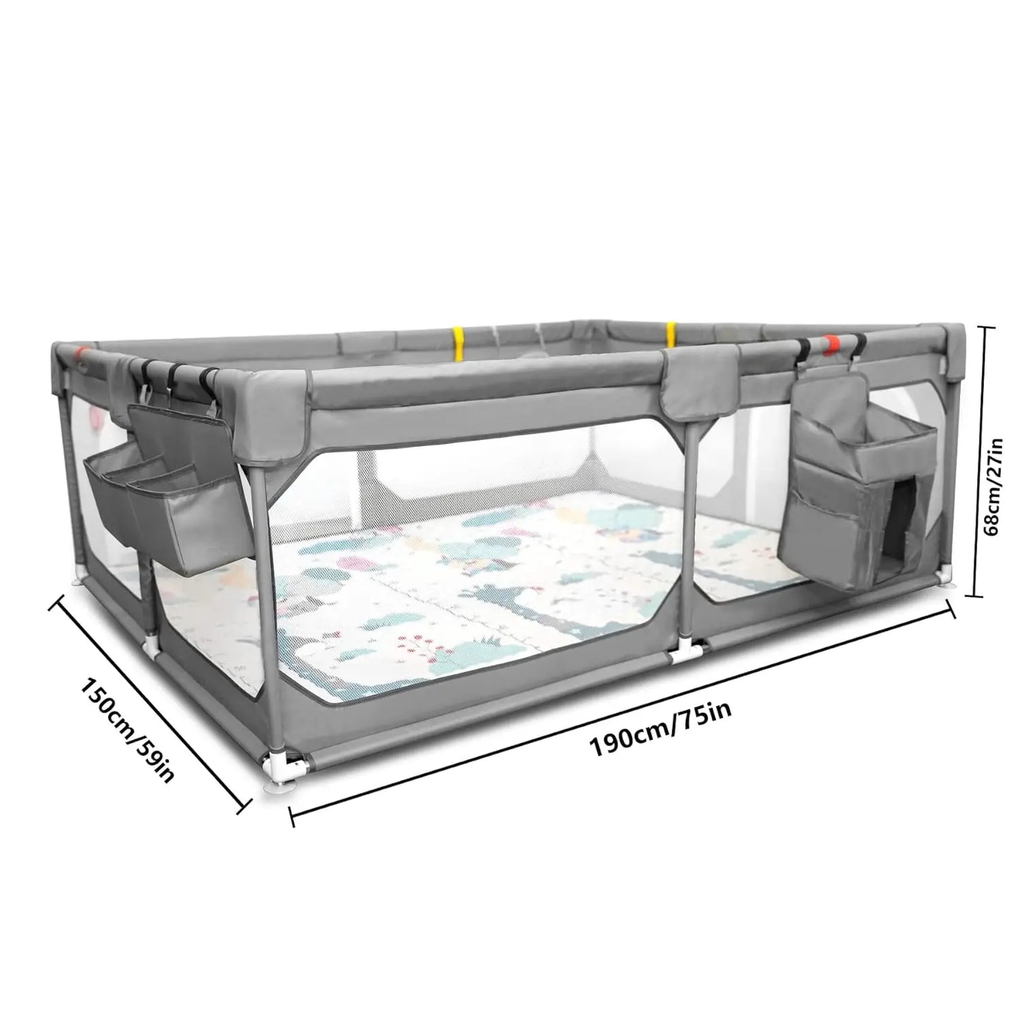 Extra Large Baby Playpen 75x59 Inch With Mat Storage Bag