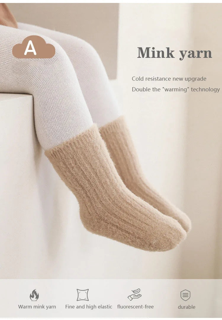 Warm Baby Socks 3 Pairs Thick Winter Cotton Unisex Mid Tube