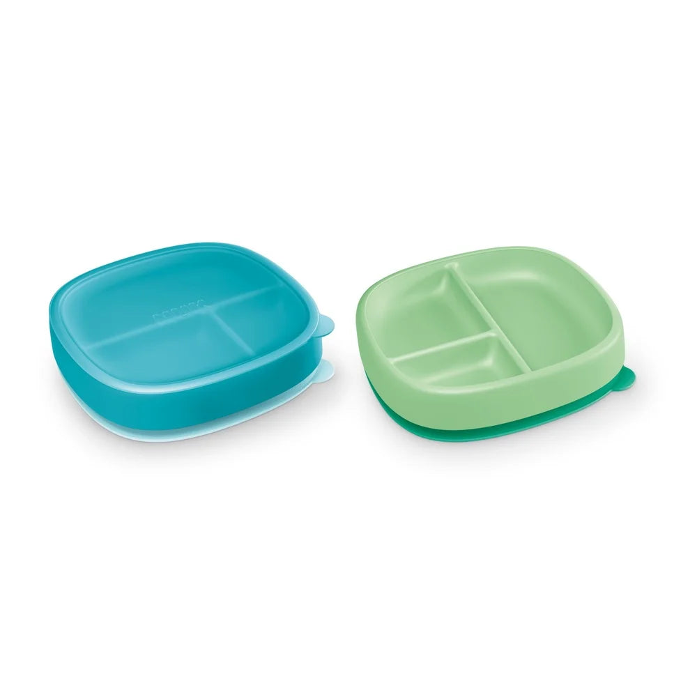 Suction Plates With Lid 2 Pack Toddler Tableware BPA Free