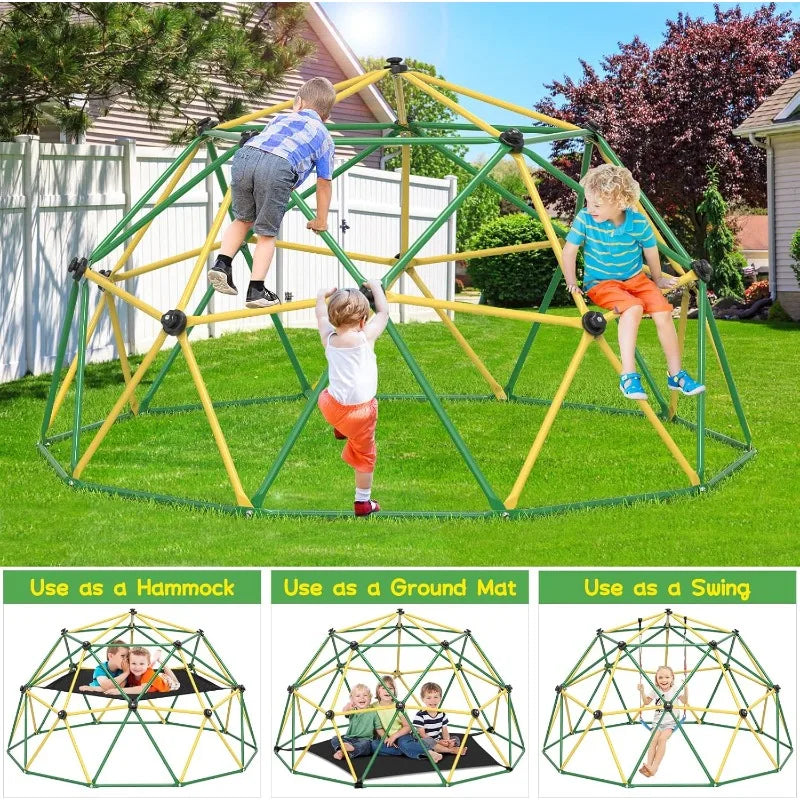 Climbing Dome 10FT Dome Climber with Hammock for Kids Age 3 to 10 Outdoor Play Equipment Supports up to 1000lbs Jungle Gym