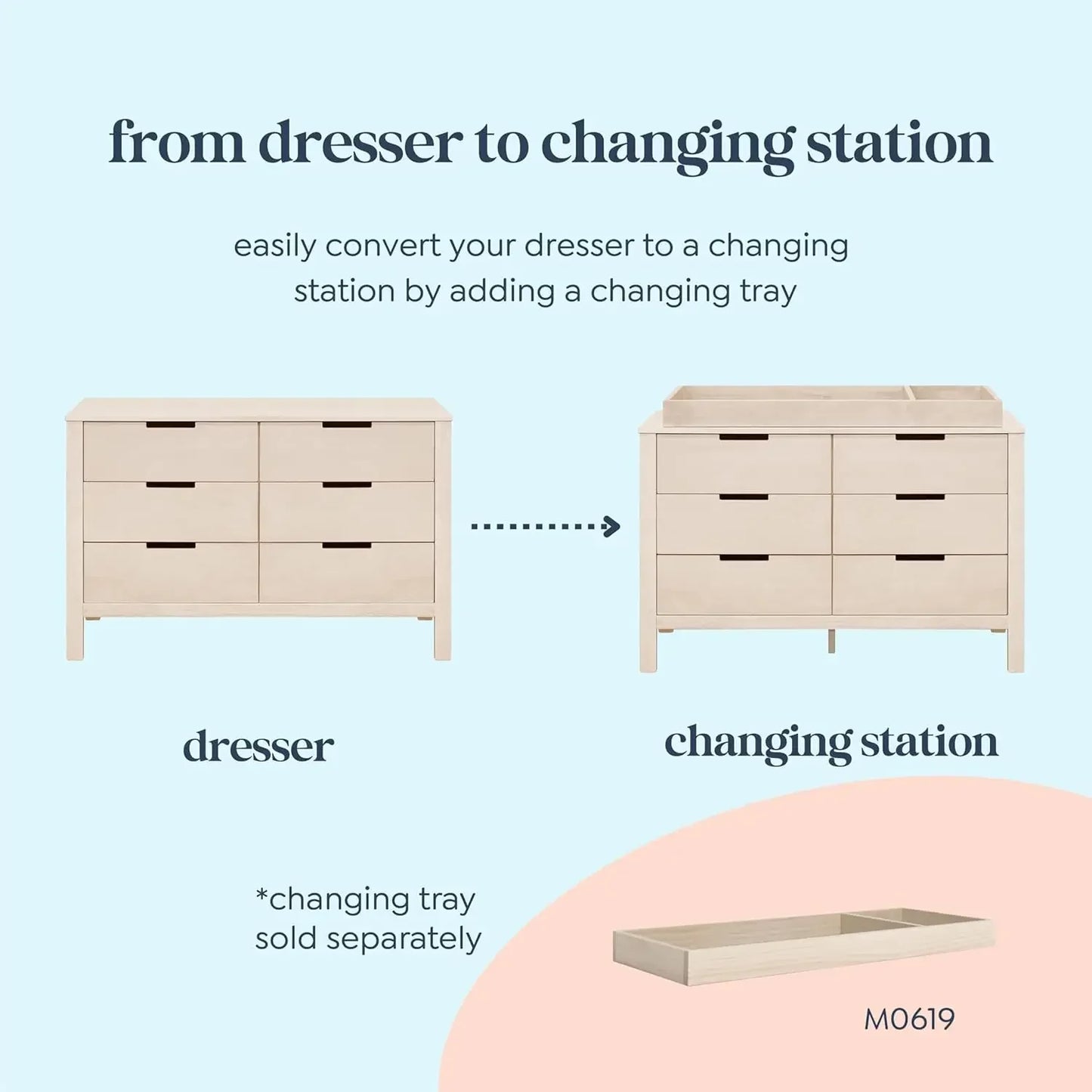 Carter Colby 6 Drawer Baby Dresser for Boys Girls Nursery