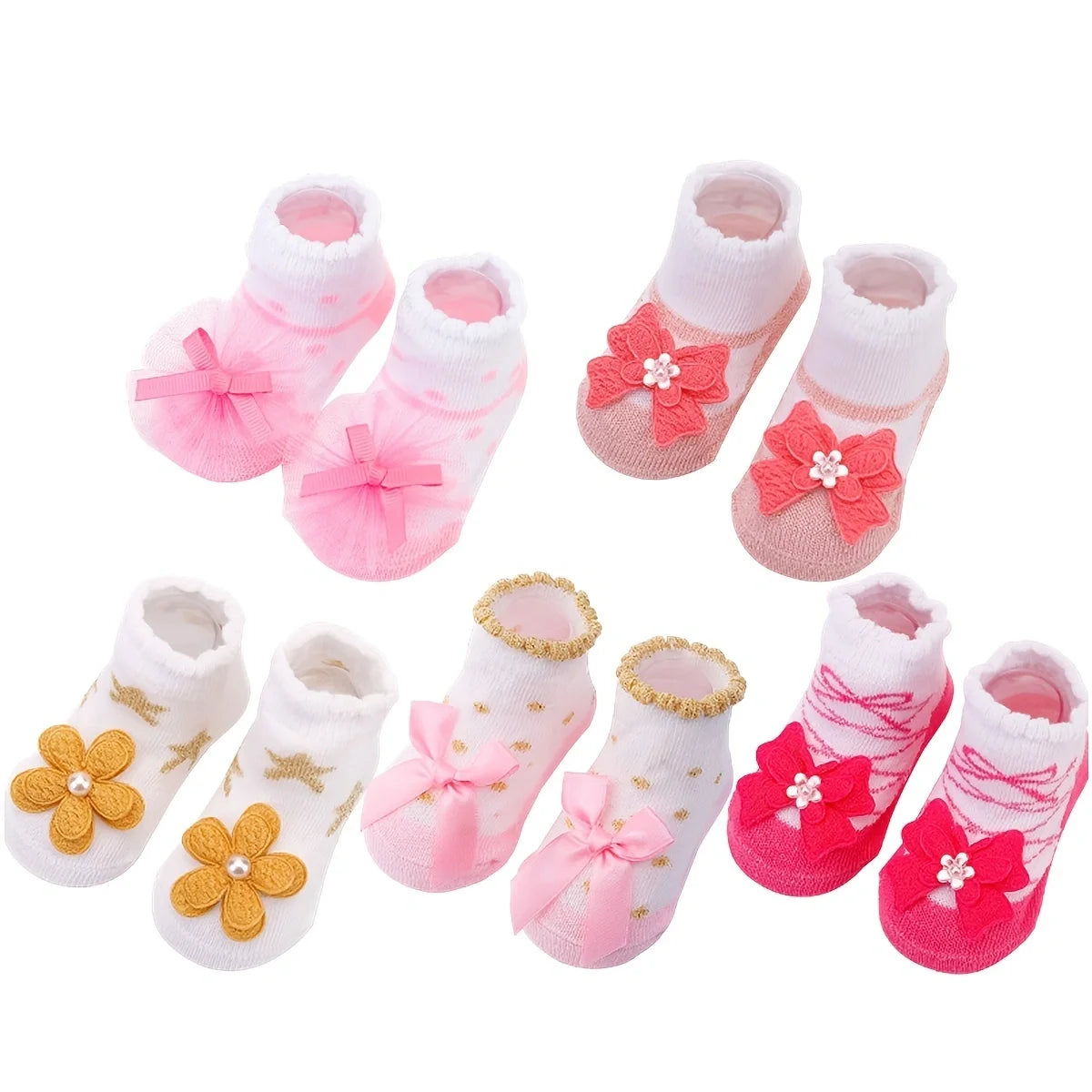 Unisex Cotton Non Slip Floral Print Toddler Christmas Socks