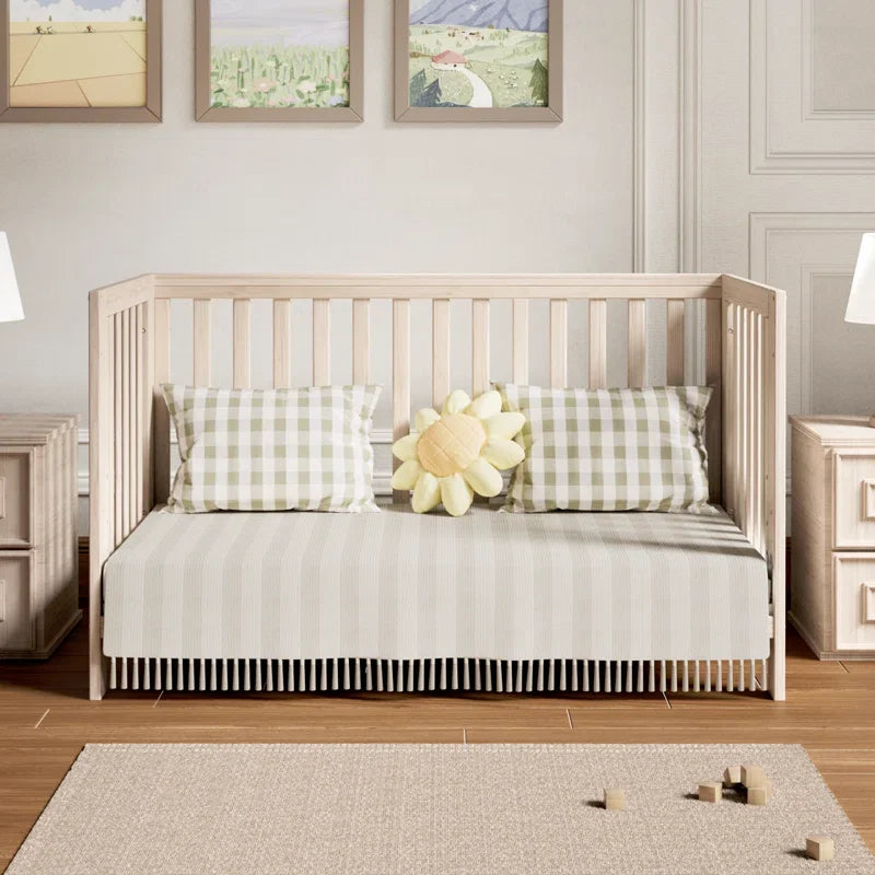 EvoNest 11 in 1 Convertible Baby Crib With Removable Wheels Washed Natural 4 Mattress Heights New Zealand Pinewood MAMAZING