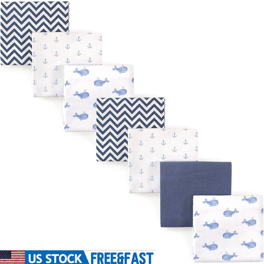 Unisex Baby Cotton Flannel Receiving Blankets 30x30 Inches