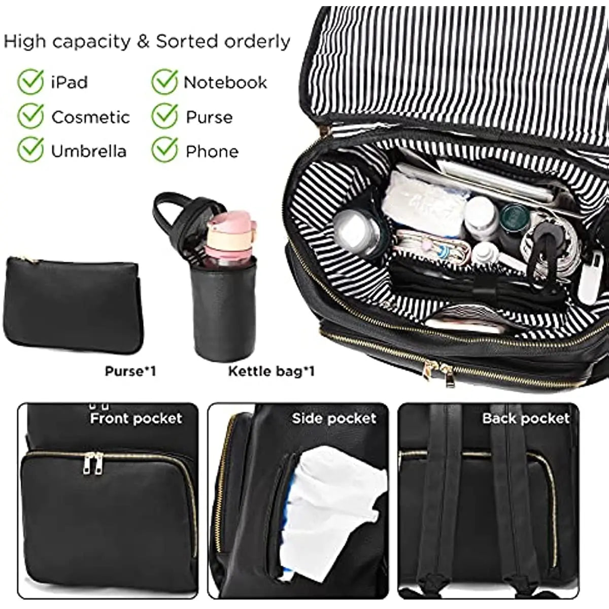 Large Capacity Leather Diaper Bag Backpack Moms And Dads