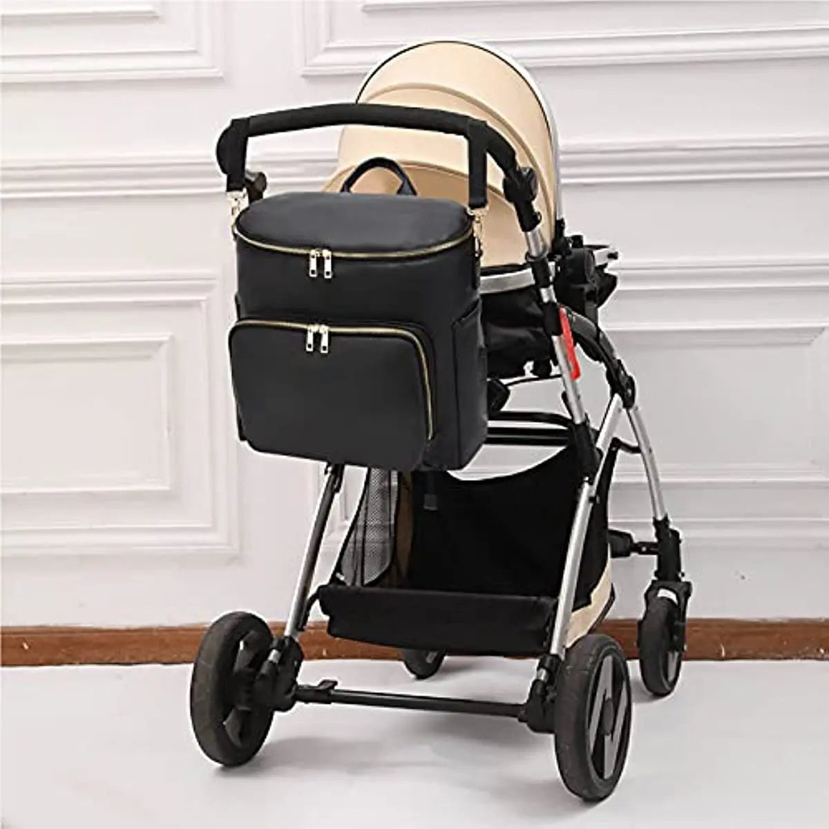 Large Capacity Leather Diaper Bag Backpack Moms And Dads