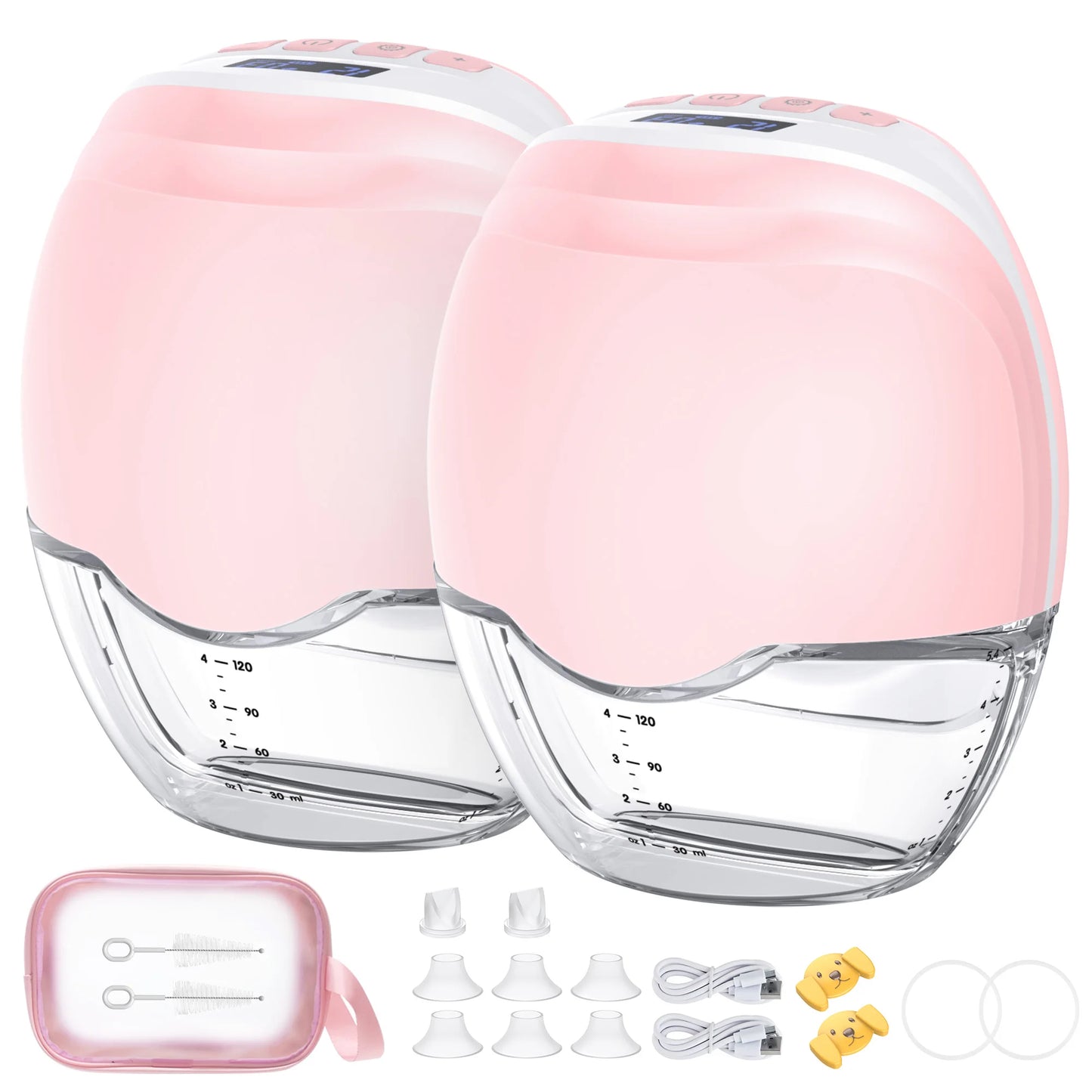 2 or 1 Pieces Wearable Breast Pump Hands Free Electric Breast Pump Silent Comfort Milk Collector BPA Free LED Display 3 Modes 12 Levels