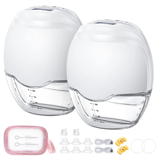 2 or 1 Pieces Wearable Breast Pump Hands Free Electric Breast Pump Silent Comfort Milk Collector BPA Free LED Display 3 Modes 12 Levels