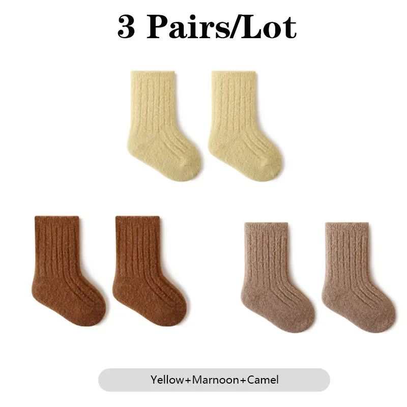 Warm Baby Socks 3 Pairs Thick Winter Cotton Unisex Mid Tube