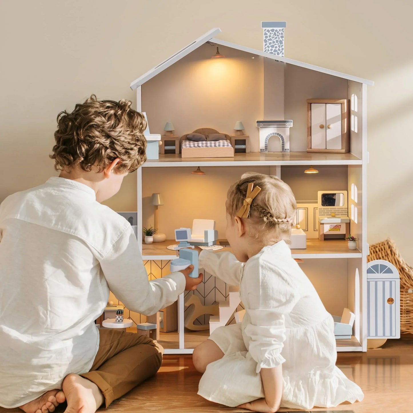 Robotime Robud Nordic Style Wooden Dollhouse 23 Pieces