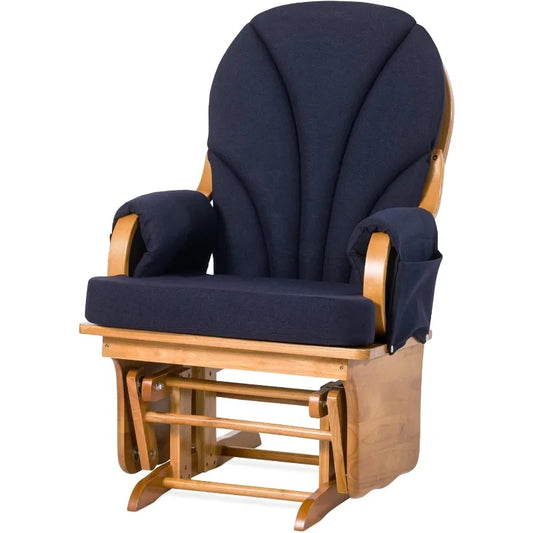 Lullaby Wood Base Glider Rocker Baby Feeding Rocking Chair for Nursery and Daycare Use with Padded Foam Rests