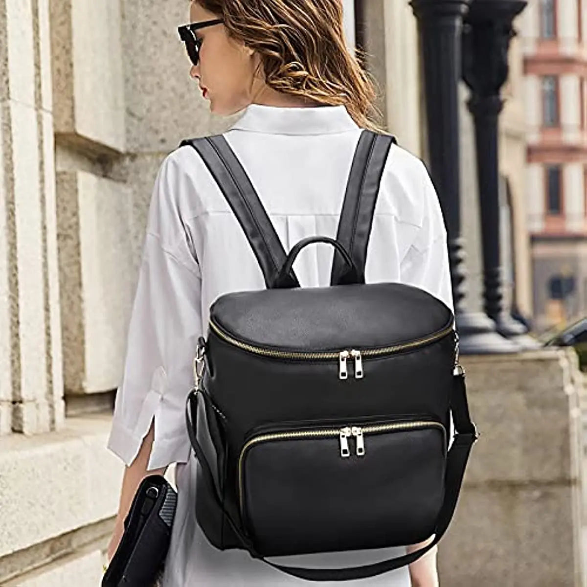 Large Capacity Leather Diaper Bag Backpack Moms And Dads
