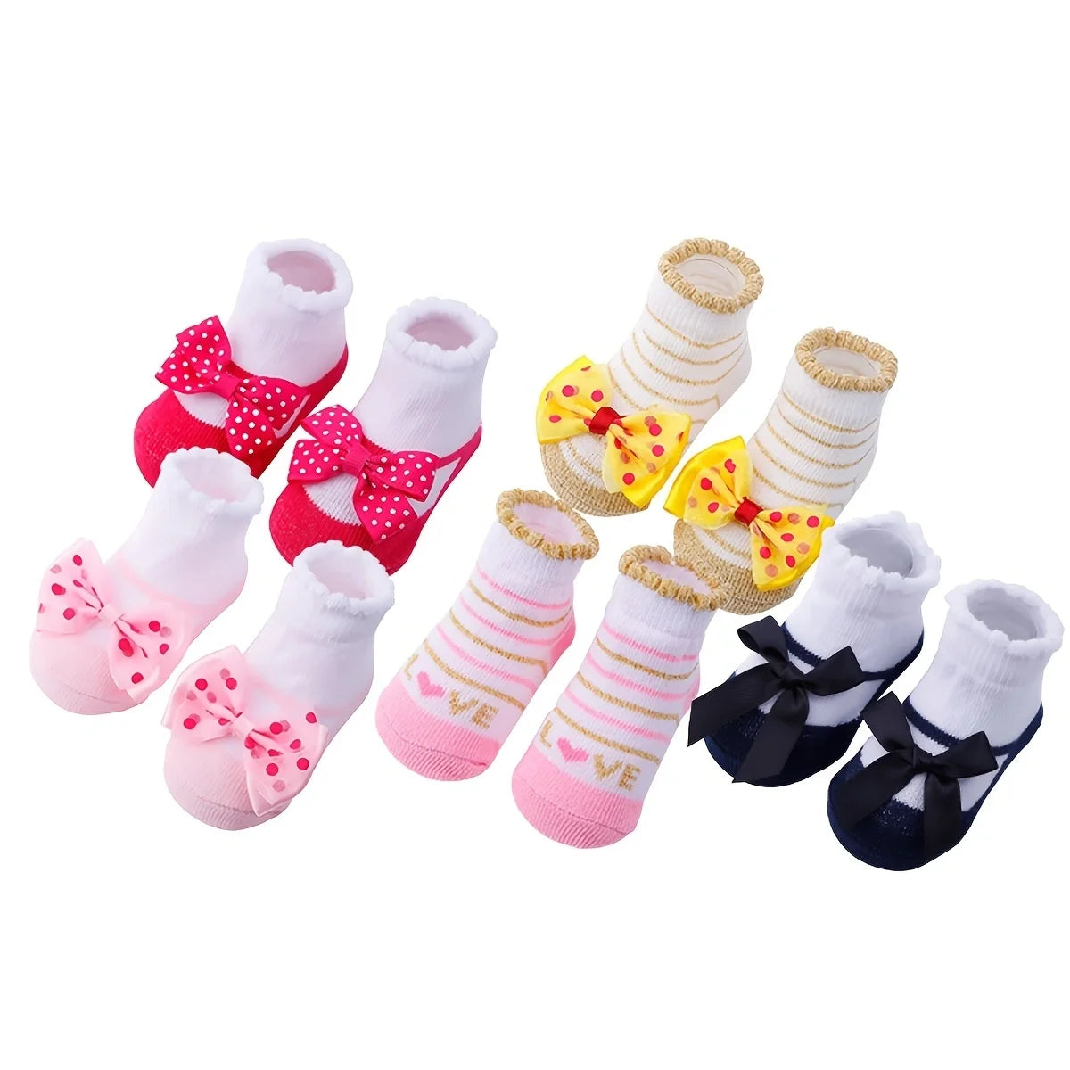 Unisex Cotton Non Slip Floral Print Toddler Christmas Socks
