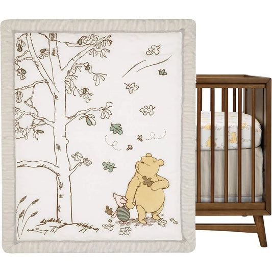 Pooh Free Shipping 3 Piece Nursery Crib Bedding 100 Cotton