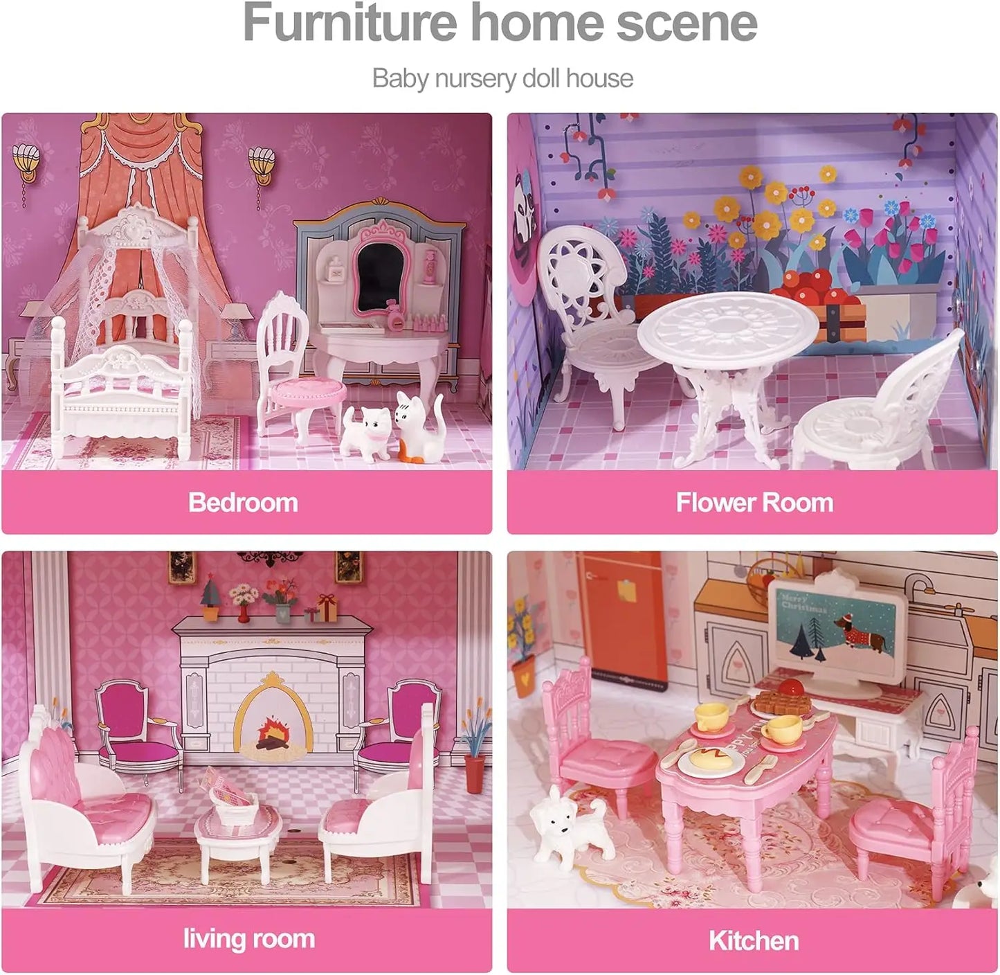 Robotime Robud Victoria Wooden Dollhouse for Kids Furniture Preschool Dollhouse House Toy for Girls