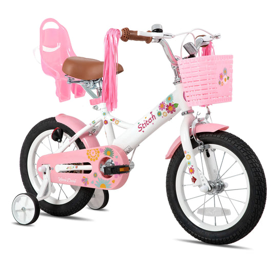 Joystar Kids Bike for Ages 2 to 7 Years 12 14 16 Inch Girls Bike with Doll Seat and Streamers Boys Bike with Flag and Plate