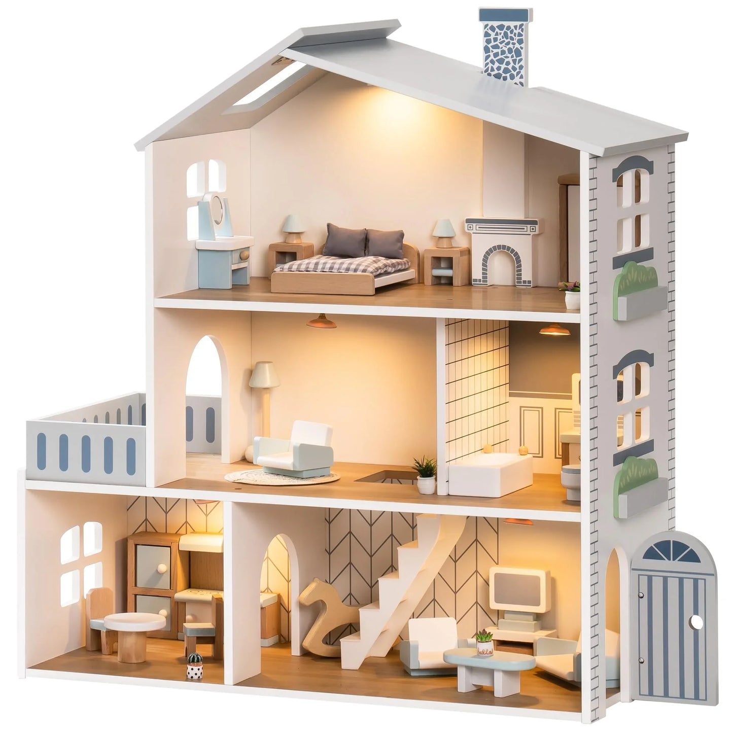 Robotime Robud Nordic Style Wooden Dollhouse 23 Pieces