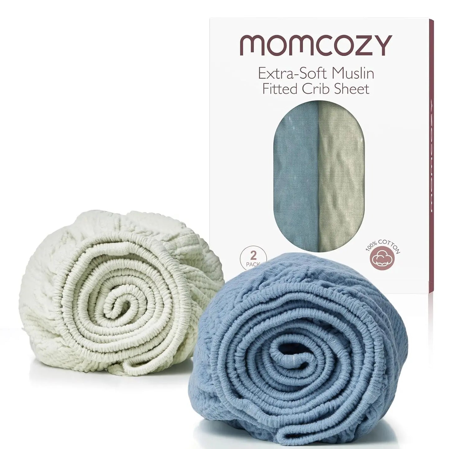 Muslin Fitted Mini Crib Sheets 38x26 Inches 2 Pack Premium