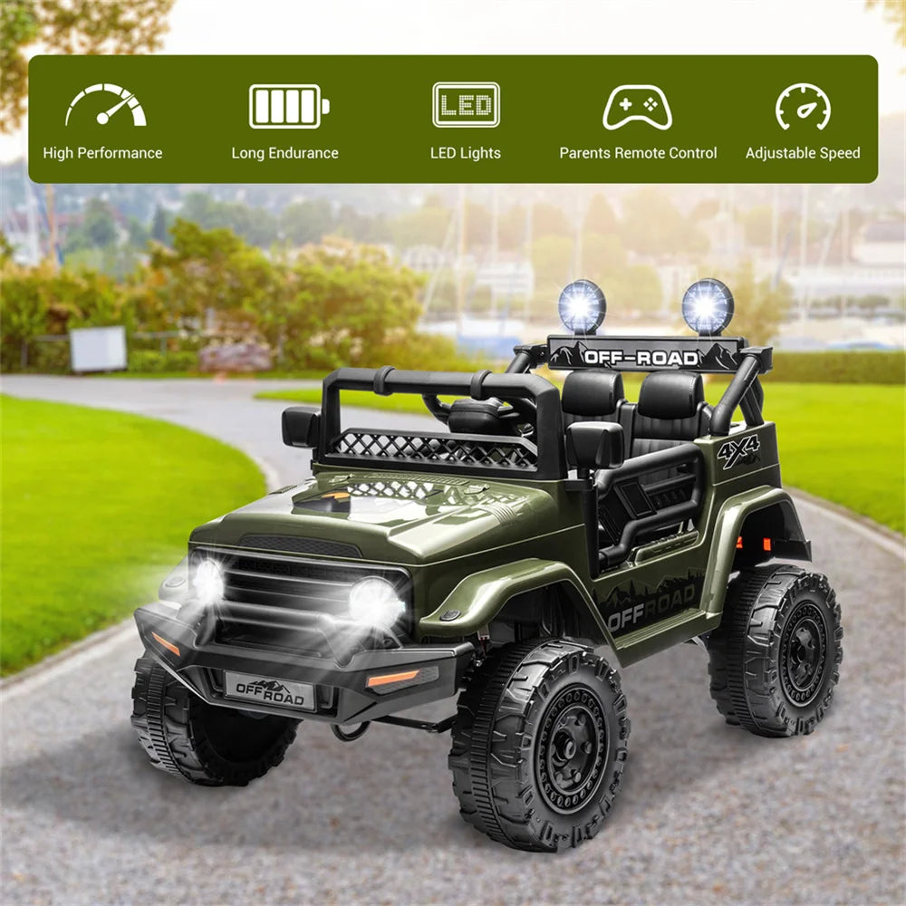 12V Kids Ride On Car for Ages 3 to 8 with 2 Seater Electric Vehicle Toy Truck and Remote Control Rechargeable Christmas Gift