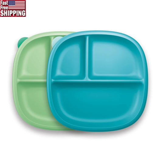 Suction Plates With Lid 2 Pack Toddler Tableware BPA Free