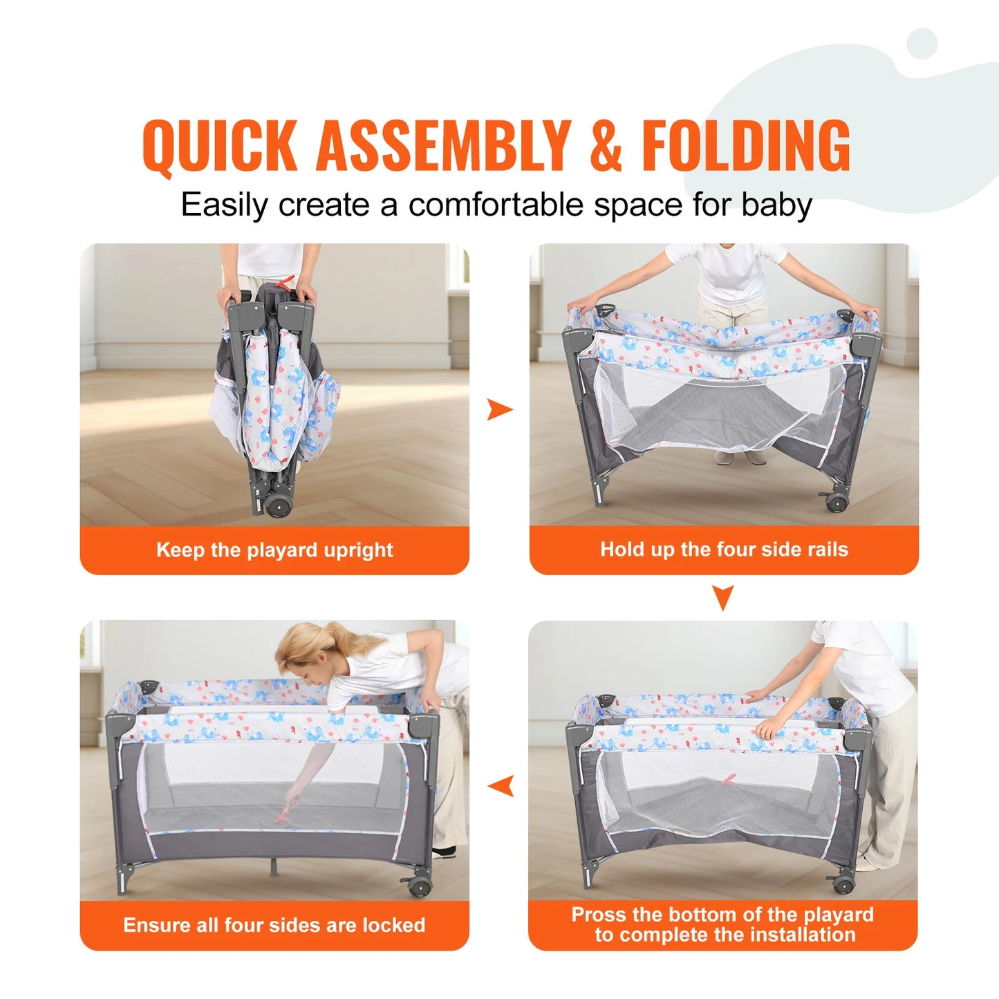 SucceBuy Baby Bassinet Bedside Sleeper With Storage Basket