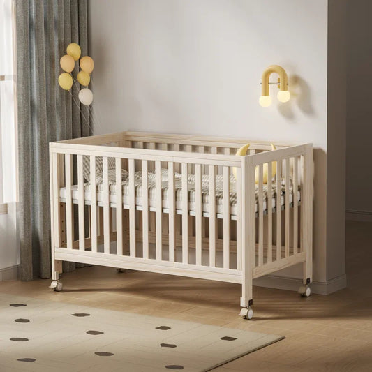EvoNest 11 in 1 Convertible Baby Crib With Removable Wheels Washed Natural 4 Mattress Heights New Zealand Pinewood MAMAZING