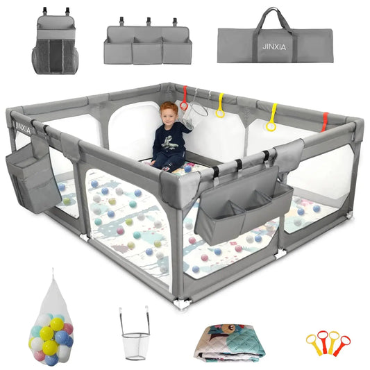Extra Large Baby Playpen 75x59 Inch With Mat Storage Bag