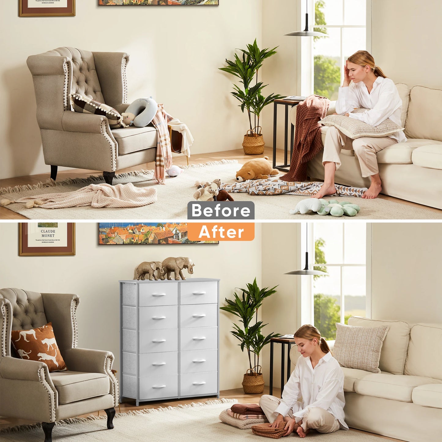 JHK Wardrobe With Fabric Drawers For Bedroom Storage