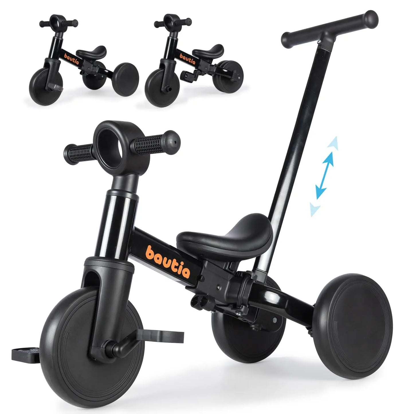 5 In 1 Kids Tricycle For Toddlers 1 To 3 Baby Balance Bike Toy For Boys And Girls Gift With Push Handle And Removable Pedals