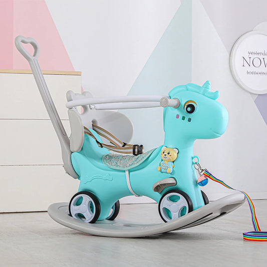 Rocking Horse For Toddlers Balance Bike Ride On Toy With Push Handle Backrest And Balance Board For Baby Girl And Boy