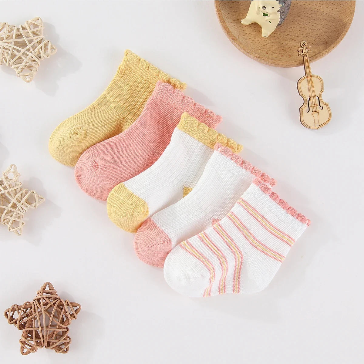 5 Pairs Newborn Baby Socks Cotton Soft Breathable 0 To 12M