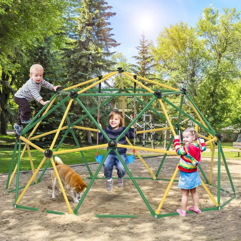 Climbing Dome 10FT Dome Climber with Hammock for Kids Age 3 to 10 Outdoor Play Equipment Supports up to 1000lbs Jungle Gym