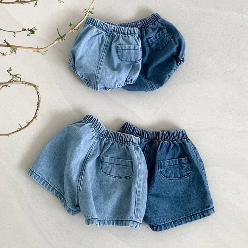 Adorable Baby Denim Shorts Casual Pants Pockets 0 To 24M