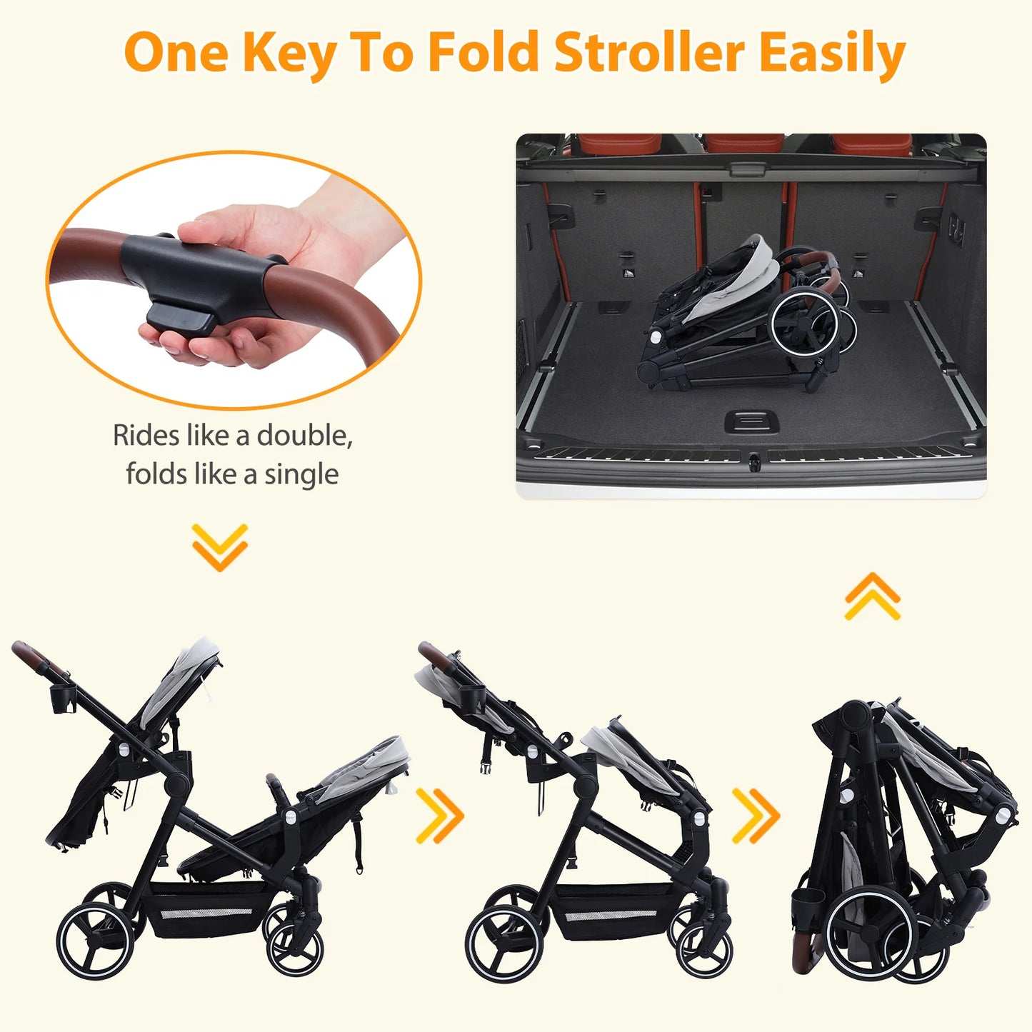 Double Stroller Tandem Infant Toddler Multi Position