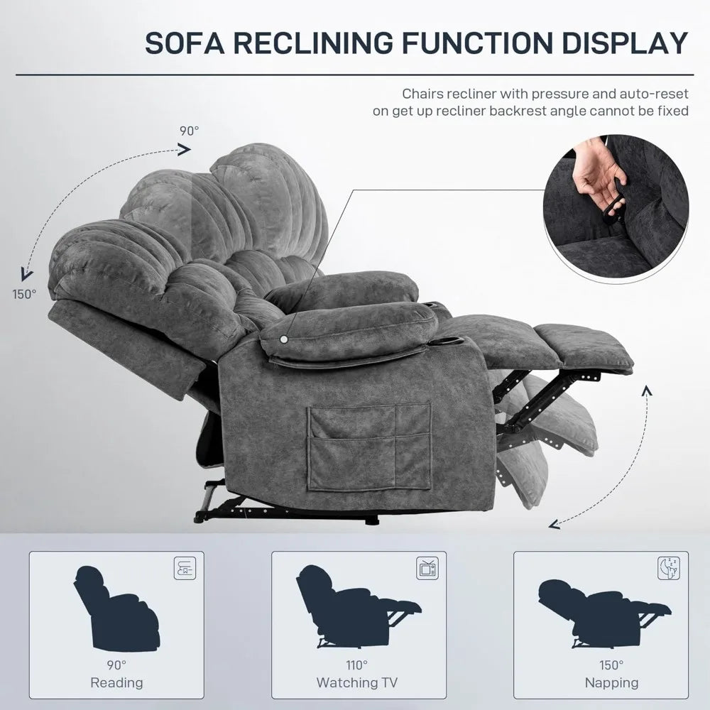 Modern Ergonomic Recliner Chair With Cup Holders And Pocket