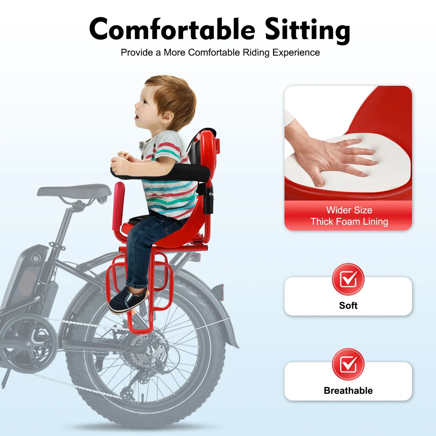 Bike Child Safety Seat With Foot Pedal Belt Universal