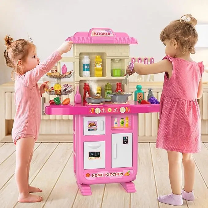 Play Kitchen Set Realistic Smoke And Lighting Toy For Kids