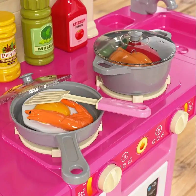 Play Kitchen Set Realistic Smoke And Lighting Toy For Kids