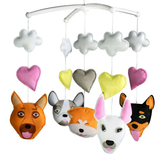 Handmade Baby Boy Crib Mobile Nonwoven Musical Toy Dogs