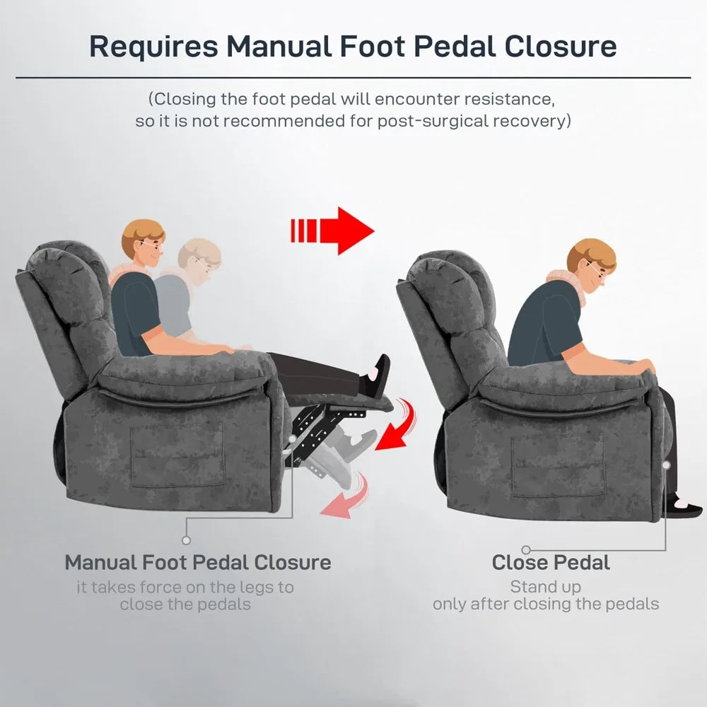 Modern Ergonomic Recliner Chair With Cup Holders And Pocket