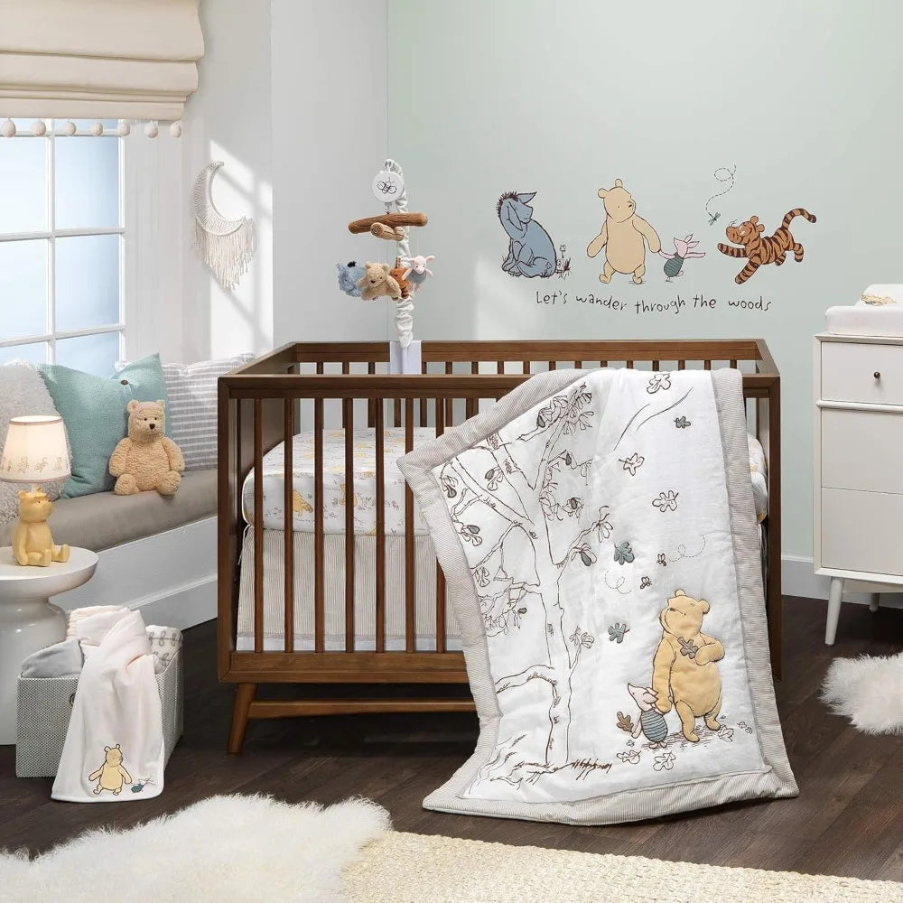 Pooh Free Shipping 3 Piece Nursery Crib Bedding 100 Cotton
