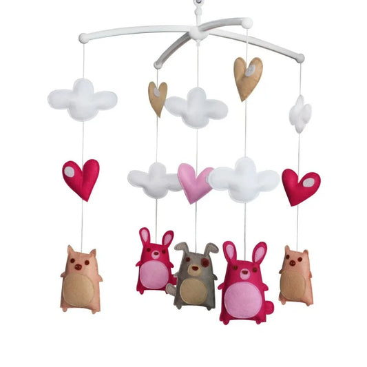 Baby Crib Mobile Animal Musical Nursery Room Hanging Toy Dog Rabbit Pig