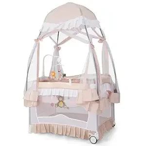 Portable 4 In 1 Playpen With Canopy And Bassinet Toys Music