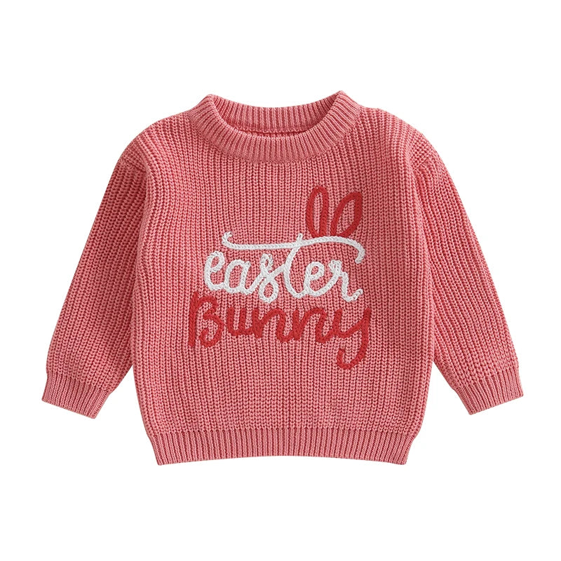 Adorable Easter Kids Sweaters With Bunny Ears Knit Pullover