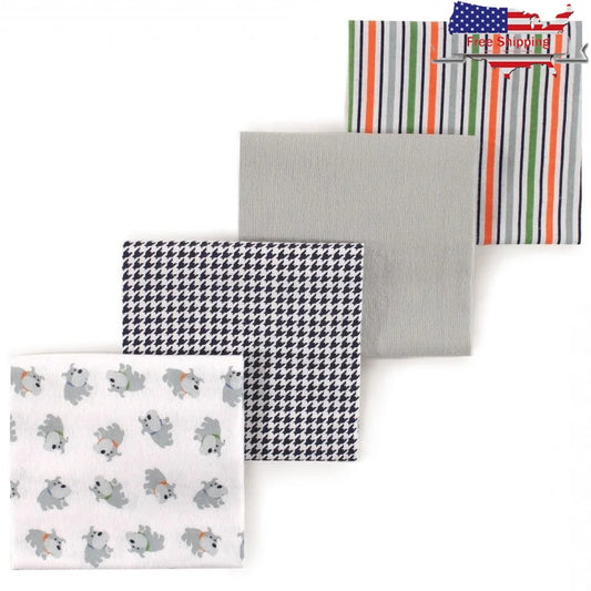 Soft Cotton Flannel Receiving Blankets 4 Pack Multipurpose