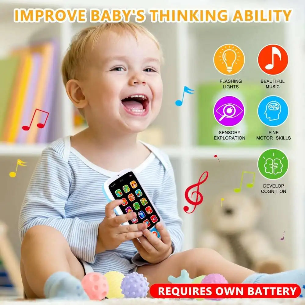 Montessori Baby Toys for 6 to 36 Months Pull String Teether Analog Cell Phone Sensory Shapes Simulation Remote Control