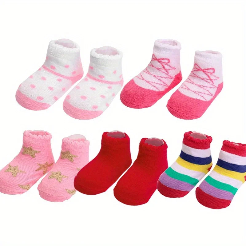 Unisex Cotton Non Slip Floral Print Toddler Christmas Socks
